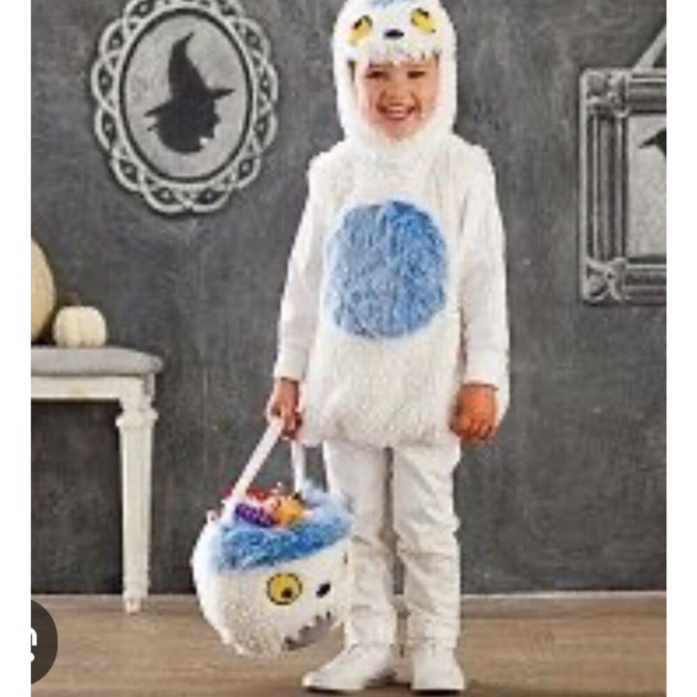 Pottery Barn Kids Blue Monster Costume 7 8 Plush Hooded Halloween Outfit Yeti